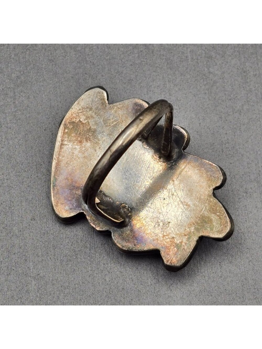 Vintage Southwestern 925 Sterling White Buffalo Turquoise Onyx Inlay Ring READ - Picture 7 of 15